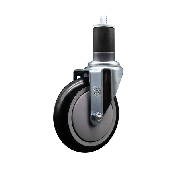 5'' SS Black Poly Wheel Swivel 1-3/8'' Expanding Stem Caster